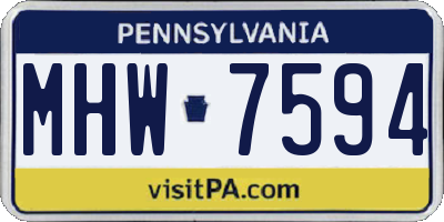 PA license plate MHW7594