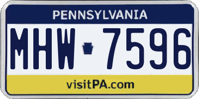 PA license plate MHW7596