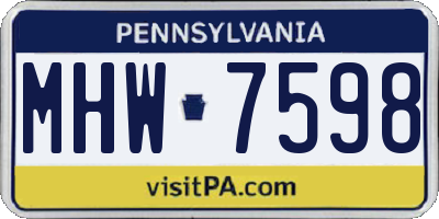 PA license plate MHW7598