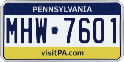 PA license plate MHW7601