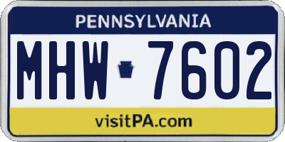 PA license plate MHW7602
