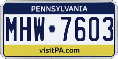 PA license plate MHW7603