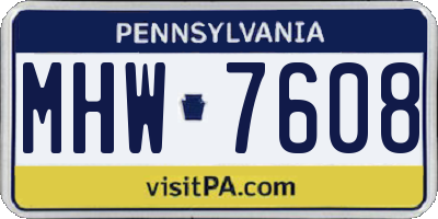 PA license plate MHW7608