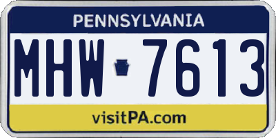 PA license plate MHW7613