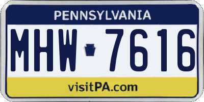 PA license plate MHW7616