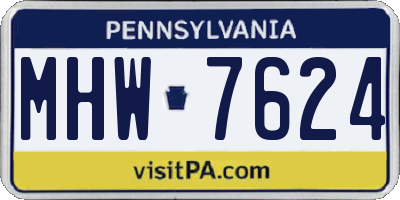 PA license plate MHW7624