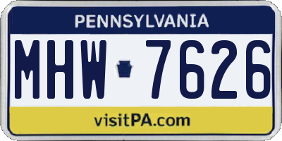 PA license plate MHW7626