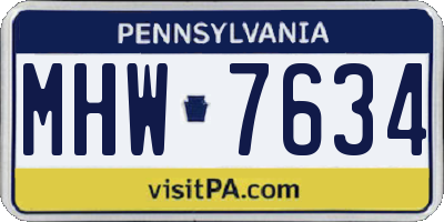 PA license plate MHW7634