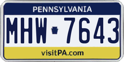 PA license plate MHW7643