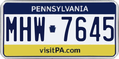 PA license plate MHW7645