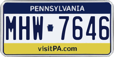 PA license plate MHW7646