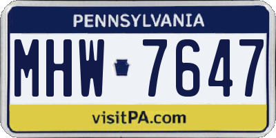 PA license plate MHW7647