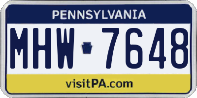 PA license plate MHW7648