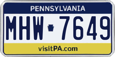 PA license plate MHW7649
