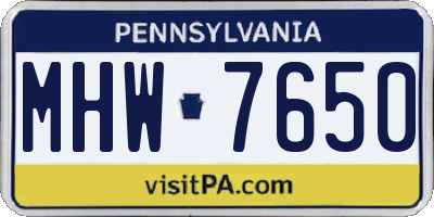 PA license plate MHW7650