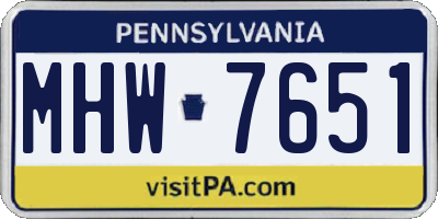 PA license plate MHW7651