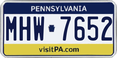 PA license plate MHW7652