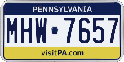 PA license plate MHW7657