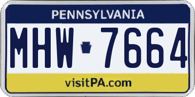 PA license plate MHW7664