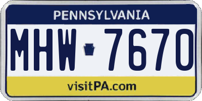 PA license plate MHW7670