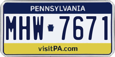 PA license plate MHW7671
