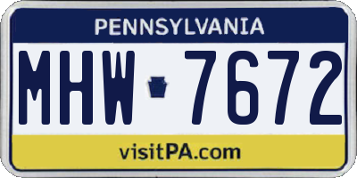 PA license plate MHW7672