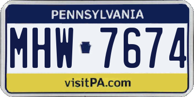PA license plate MHW7674