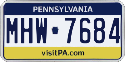 PA license plate MHW7684