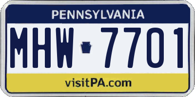 PA license plate MHW7701