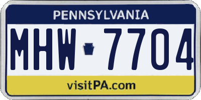 PA license plate MHW7704