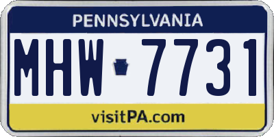 PA license plate MHW7731