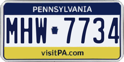 PA license plate MHW7734