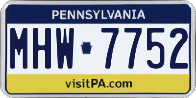 PA license plate MHW7752