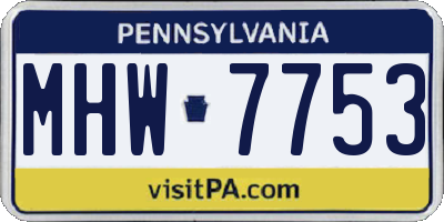 PA license plate MHW7753
