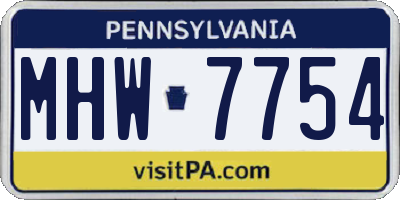 PA license plate MHW7754