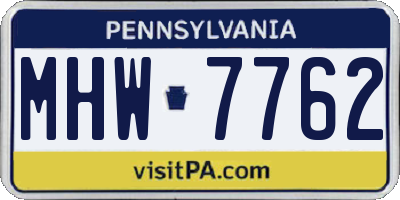 PA license plate MHW7762