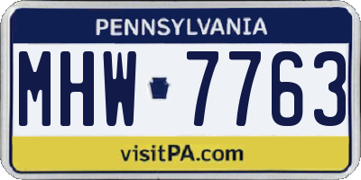 PA license plate MHW7763