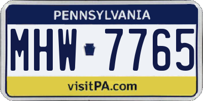 PA license plate MHW7765