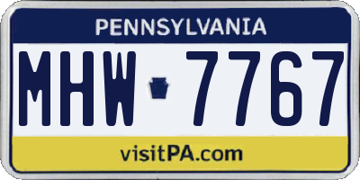 PA license plate MHW7767