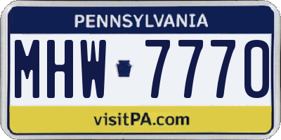 PA license plate MHW7770