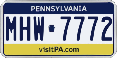 PA license plate MHW7772