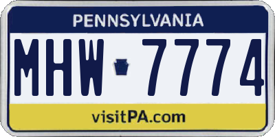 PA license plate MHW7774