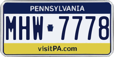 PA license plate MHW7778