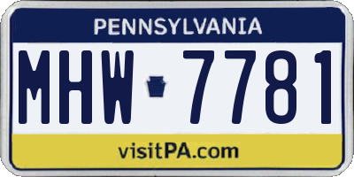 PA license plate MHW7781