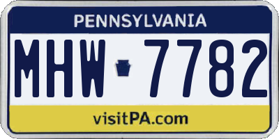 PA license plate MHW7782
