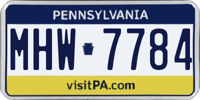 PA license plate MHW7784