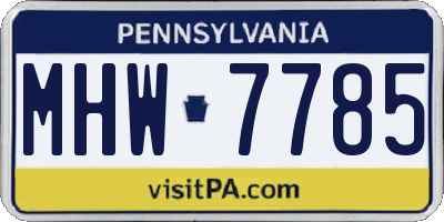 PA license plate MHW7785