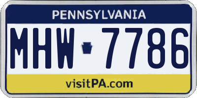 PA license plate MHW7786