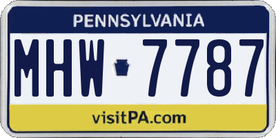 PA license plate MHW7787