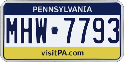 PA license plate MHW7793